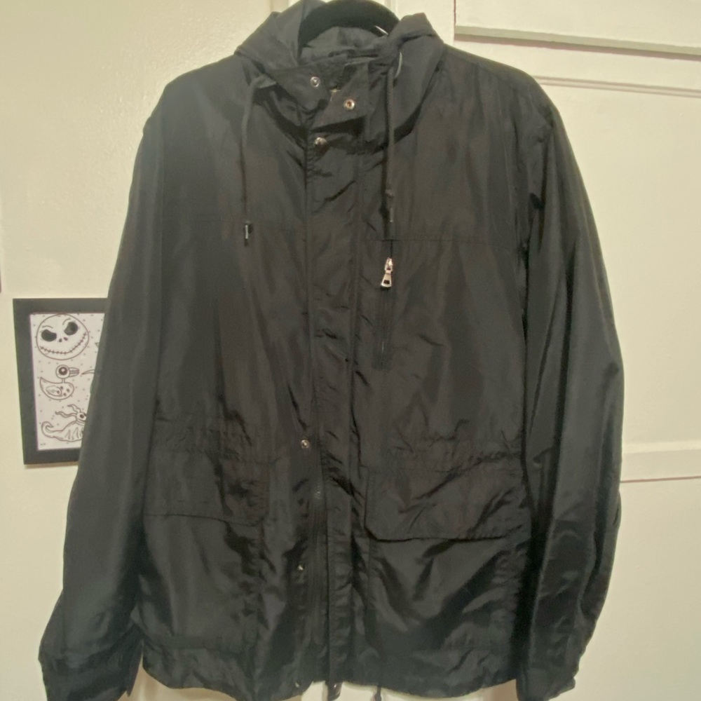black windbreaker